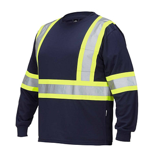 FORCEFIELD - HI VIS CREW NECK LONG SLEEVE SAFETY T-SHIRT WITH CHEST POCKET 022-CBECSALS