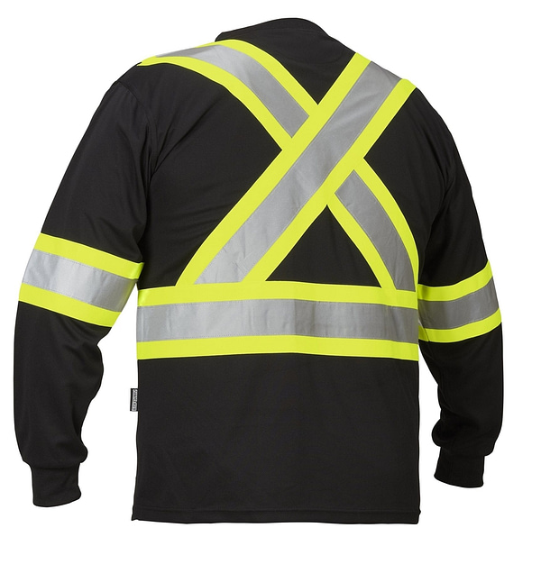 FORCEFIELD - HI VIS CREW NECK LONG SLEEVE SAFETY T-SHIRT WITH CHEST POCKET 022-CBECSALS