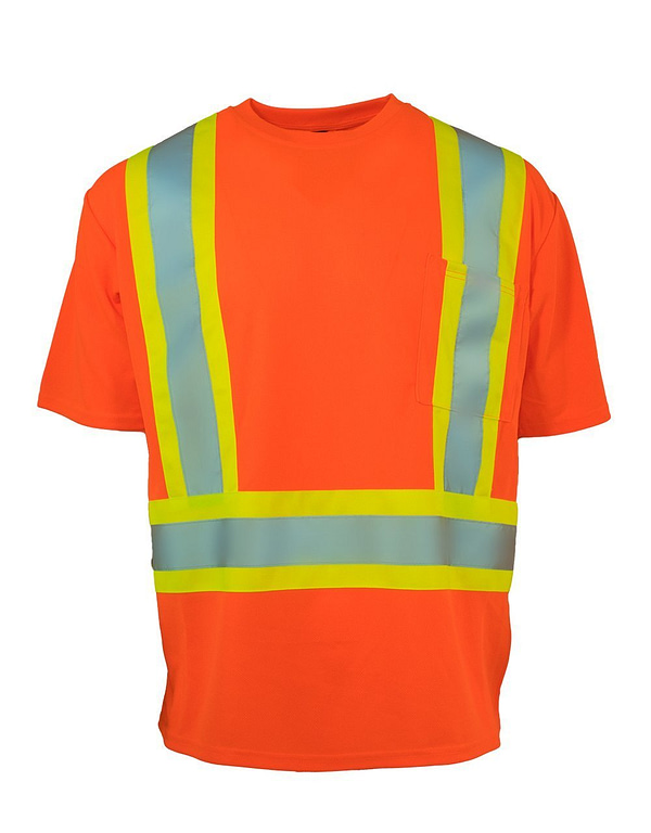 FORCEFIELD - HI VIS CREW NECK SHORT SLEEVE SAFETY T-SHIRT WITH CHEST POCKET 022-CBECSA